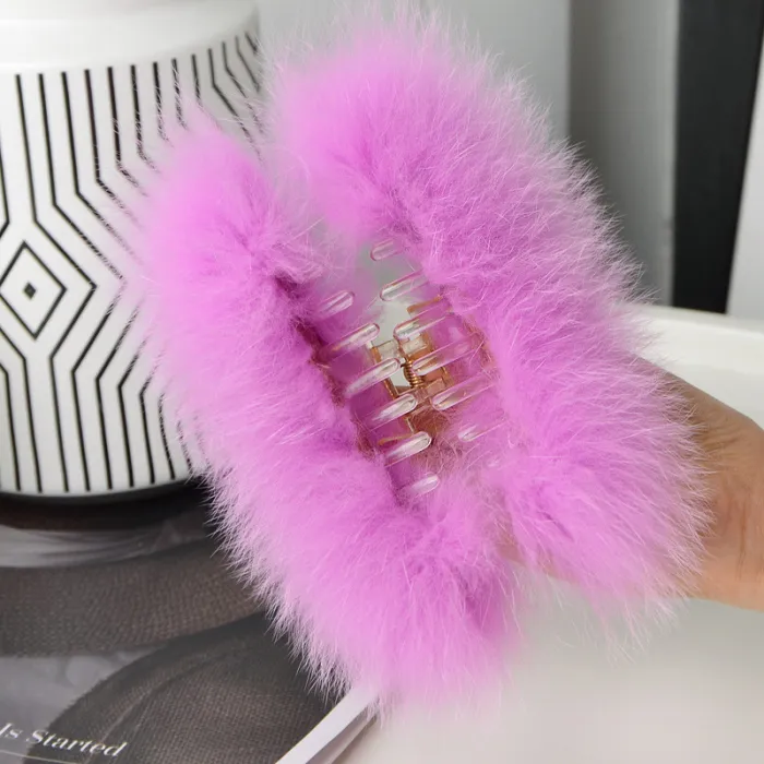 True fox fur hair accessory clip