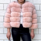 New Fashion Winter Ladies Genuine Nature Fur Overcoat Women Real Fox Fur Coat