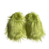 Faux Fur Slippers Plush  Warm  Winter PVC Faux Mongolian Wool  Fur Slides