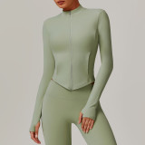 Stand up yoga suit with fleece jacket for women 8924