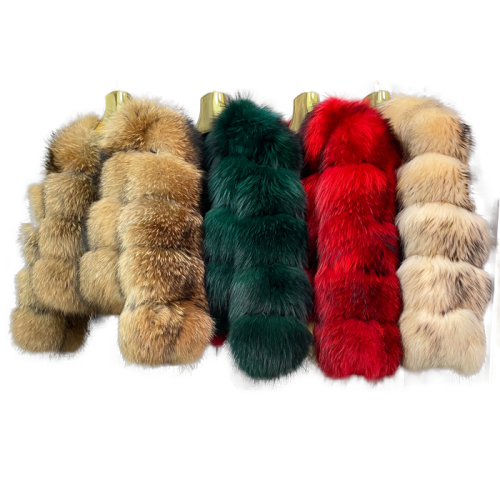 Winter Women's Warm Real Fur Coat Short Casual Long Sleeve Natural Color Raccoon Fur Coat