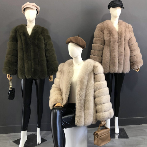 Mid Length Natural Fox Fur Coat Fur Jacket The Most Popular Real Fur Coat