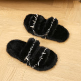 Winter furry slippers for external wear, anti slip, furry fur imitation mink