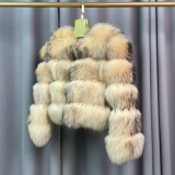 Winter Women's Warm Real Fur Coat Short Casual Long Sleeve Natural Color Raccoon Fur Coat
