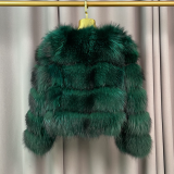 Winter Women's Warm Real Fur Coat Short Casual Long Sleeve Natural Color Raccoon Fur Coat