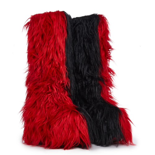 Long Women Furry Boots Winter Knee Length Keep Warm Ladies Snow Boots