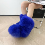 Mid Calf Fluffy Luxury Real Fox And Raccoon Fur Boots  Warm Winter Boots for Women