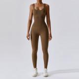 Seamless jumpsuit yoga outfit with stretch and tight fit 6848