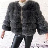 New Fashion Winter Ladies Genuine Nature Fur Overcoat Women Real Fox Fur Coat