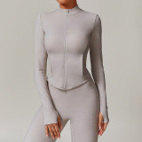 Stand up yoga suit with fleece jacket for women 8924