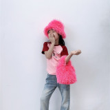 Faux Fur Hat bag sets Women Winter  Multicolor Warm Hats