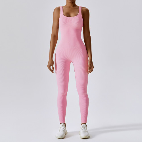 Seamless jumpsuit yoga outfit with stretch and tight fit 6848