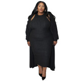 N8057 plus size women's fashionable long sleeved jacket two-piece set
