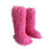 Long Women Furry Boots Winter Knee Length Keep Warm Ladies Snow Boots