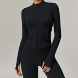 Stand up yoga suit with fleece jacket for women 8924