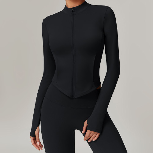 Stand up yoga suit with fleece jacket for women 8924