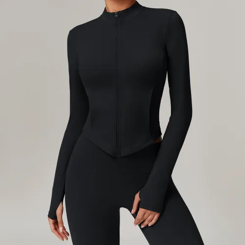 Stand up yoga suit with fleece jacket for women 8924