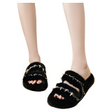 Winter furry slippers for external wear, anti slip, furry fur imitation mink