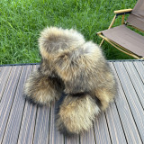 Mid Calf Fluffy Luxury Real Fox And Raccoon Fur Boots  Warm Winter Boots for Women