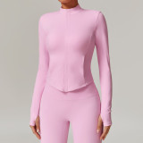 Stand up yoga suit with fleece jacket for women 8924