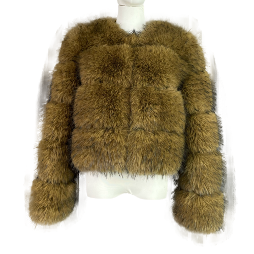 Wholesale customized artificial fur coat winter women's fur jacket high-quality fluffy fake raccoon fur jacket