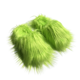 Faux Fur Slippers Plush  Warm  Winter PVC Faux Mongolian Wool  Fur Slides