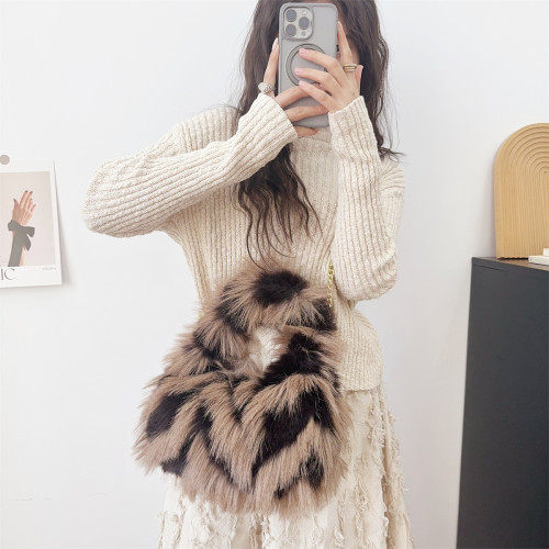 Imitation fox fur jacquard texture handbag crossbody bag 427#