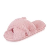 Imitation otter rabbit fur slippers with crossed fur for warmth at home