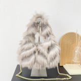 Imitation fox fur jacquard texture handbag crossbody bag 427#