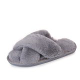 Imitation otter rabbit fur slippers with crossed fur for warmth at home