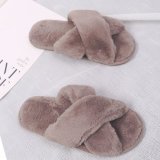 Imitation otter rabbit fur slippers with crossed fur for warmth at home