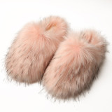 New fur slippers with plush insulation and faux fur