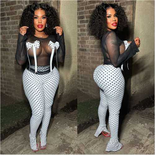 Y2655 Sexy Nightclub Dress Split Pants Two Piece Set
