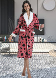 Women's flannel printed bathrobe, nightgown, and home wear