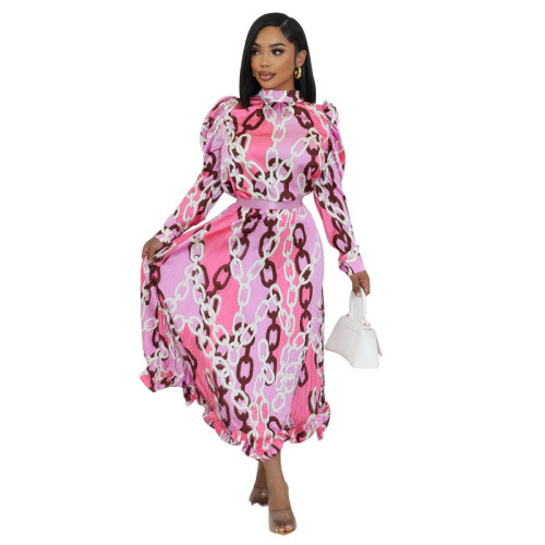 431 set skirt women's casual long sleeved pleated skirt