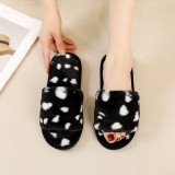 Leopard print fur slippers cotton slippers Foot flannel