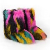 Anti slip colored fur boots