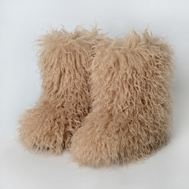 Imitation beach wool mid boots snow boots