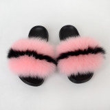 Fox fur slippers, women's soft soled fur slippers, one line cool slippers