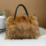 Imitation fur raccoon fur handbag with large capacity tote bag