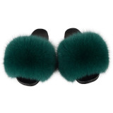 True fox fur slippers