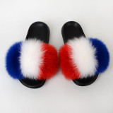 Fox fur slippers, women's soft soled fur slippers, one line cool slippers