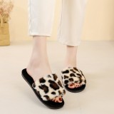 Leopard print fur slippers cotton slippers Foot flannel
