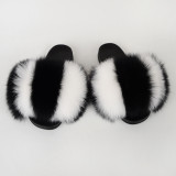 True fox fur slippers