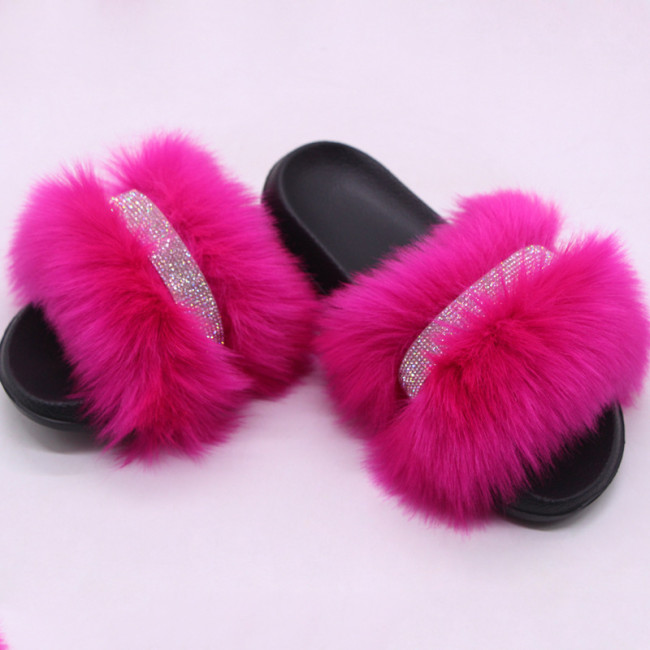 Imitation fox fur grass slippers for women