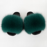 True fox fur slippers