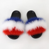Fox fur slippers, women's soft soled fur slippers, one line cool slippers