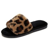 Leopard print fur slippers cotton slippers Foot flannel