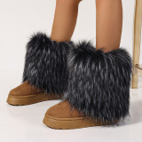 New hairy boots for women, thick soled midsole boots, snow boots
