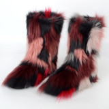 Imitation fox, imitation raccoon fur, grass, winter snow boots